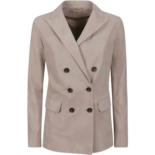 Suede Double-Breasted Jacket , female, Sizes: L, S, XL - 1972 Desa - Modalova