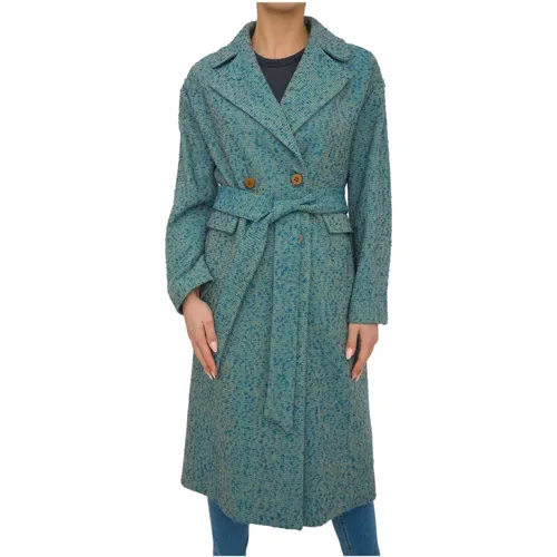 Long Turquoise Wool Coat , female, Sizes: S, L - Nenette - Modalova