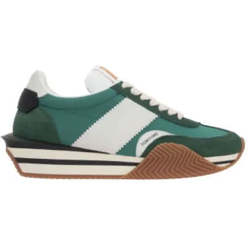 Grüne Low-Top-Sneaker mit Kontrastband , Herren, Größe: 40 EU - Tom Ford - Modalova