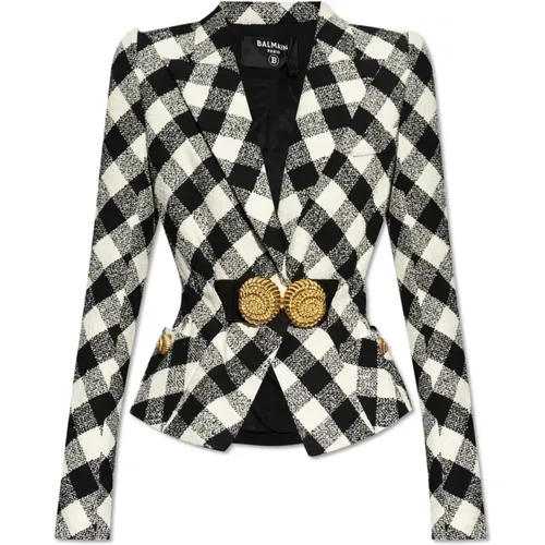 Blazer mit Karomuster Balmain - Balmain - Modalova