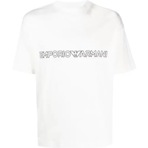 Herren T-Shirt mit Logo-Print und Rundhalsausschnitt , Herren, Größe: L - Emporio Armani - Modalova