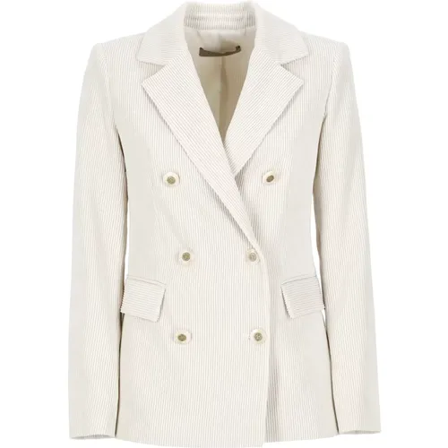 Ivory Corduroy Blazer Peak Lapel Jacket , female, Sizes: S, 2XS, M - D.Exterior - Modalova