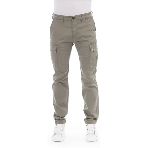 Cargo Pants - Solid Color - Front Button and Zip Closure , male, Sizes: W32 - Baldinini - Modalova