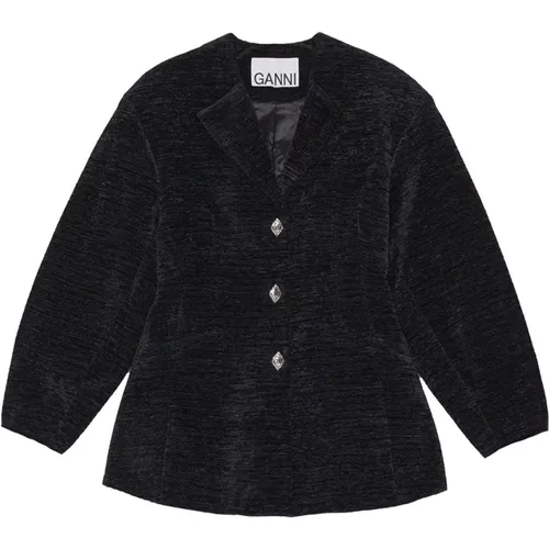 Chenille V-Neck Blazer , Damen, Größe: XS - Ganni - Modalova