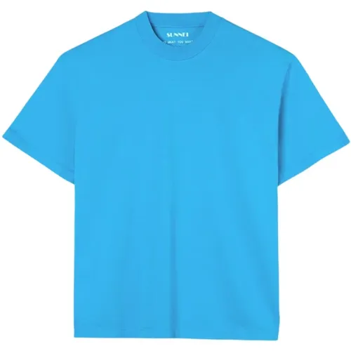 Ocean Baumwoll T-Shirt mit Bügellogos , unisex, Größe: L - Sunnei - Modalova