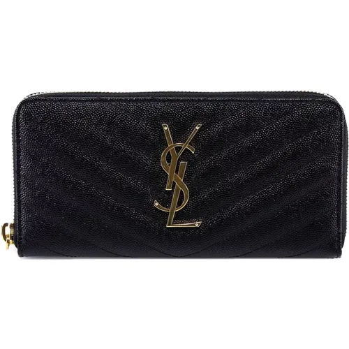 Leather Zip Wallet - Ss23 , female, Sizes: ONE SIZE - Saint Laurent - Modalova