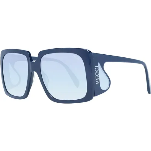 Blaue quadratische Sonnenbrille für Frauen , Damen, Größe: ONE Size - EMILIO PUCCI - Modalova