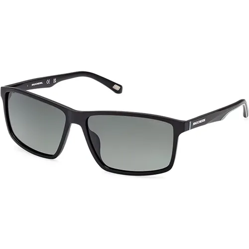 Polarisierte Sonnenbrille Schwarzer Rahmen Grüne Linse , Herren, Größe: 61 MM - Skechers - Modalova