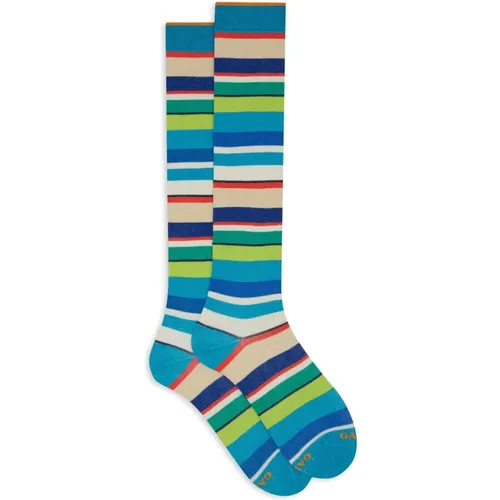 Italienische Lange Gestreifte Socken , Damen, Größe: S - Gallo - Modalova
