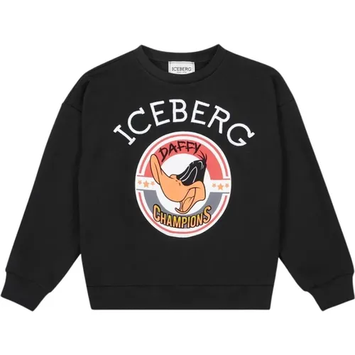 Kids - crewneck sweatshirt with Daffy Champions print , Herren, Größe: S - Iceberg - Modalova