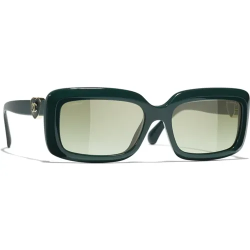Grüne Sonnenbrille für den täglichen Gebrauch , Damen, Größe: 56 MM - Chanel - Modalova