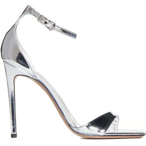 Silver Patent Leather Buckle Sandals , female, Sizes: 4 UK, 4 1/2 UK, 6 UK - Paris Texas - Modalova