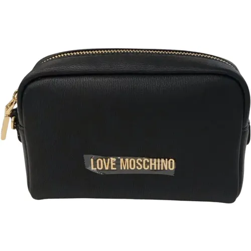 Schwarze Logo Reißverschluss-Tasche - Love Moschino - Modalova