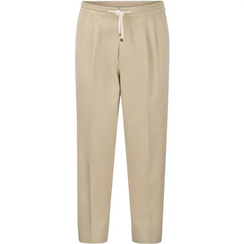 Casual Cotton Gabardine Trousers with Drawstring , male, Sizes: 3XL - BRUNELLO CUCINELLI - Modalova