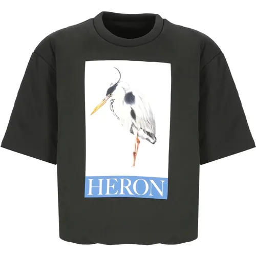 Cotton Padded T-shirt with Bird Print , male, Sizes: XS - Heron Preston - Modalova