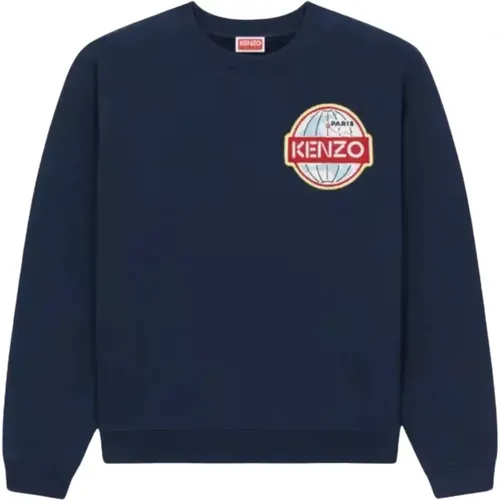 Dunkelblaues Besticktes Welt Sweatshirt , Damen, Größe: S - Kenzo - Modalova