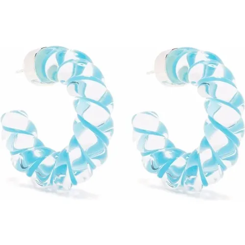 Spiral Earrings in Sterling Silver and Transparent/ Glass , female, Sizes: ONE SIZE - Bottega Veneta - Modalova