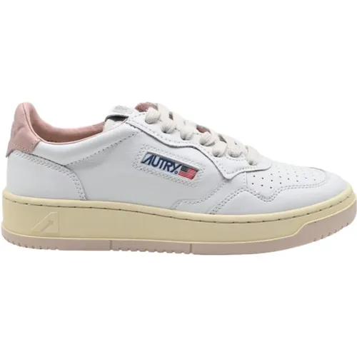 Low Leather White/Pink Sneakers , female, Sizes: 6 UK - Autry - Modalova