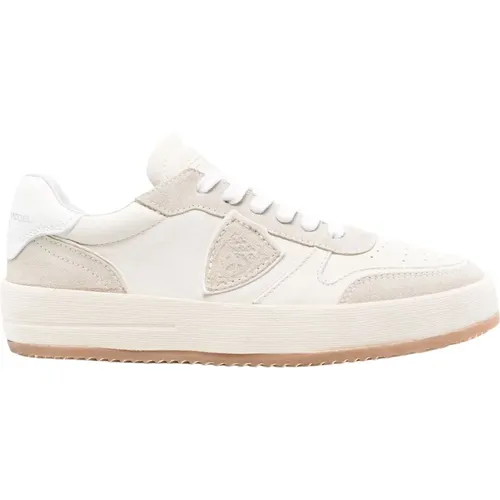 Sneakers with Beige Accents , female, Sizes: 6 UK, 7 UK, 4 UK, 3 UK, 2 UK, 5 UK - Philippe Model - Modalova