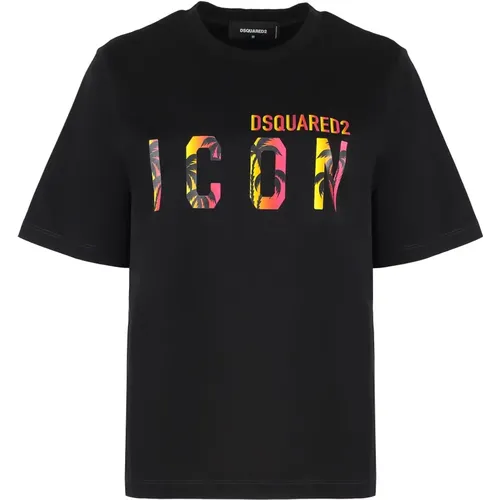 Sunset Icon Easy Tee 100% Baumwolle , Damen, Größe: M - Dsquared2 - Modalova