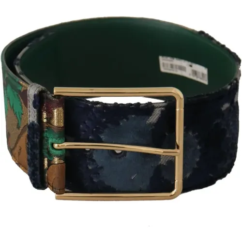 Grüner Ledergürtel mit Metallschnalle , Damen, Größe: 70 CM - Dolce & Gabbana - Modalova