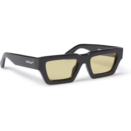 Mutige Rechteckige Sonnenbrille , unisex, Größe: 54 MM - Off White - Modalova
