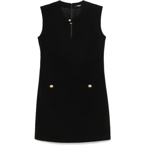 Shift Dress with Button Detailing , female, Sizes: XS, S, M - Balmain - Modalova