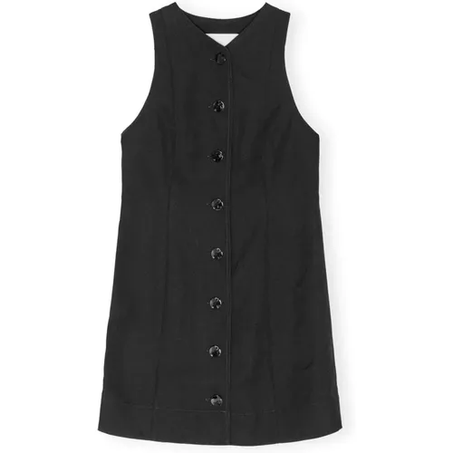 Schwarzes Minikleid mit V-Ausschnitt , Damen, Größe: M - Ganni - Modalova