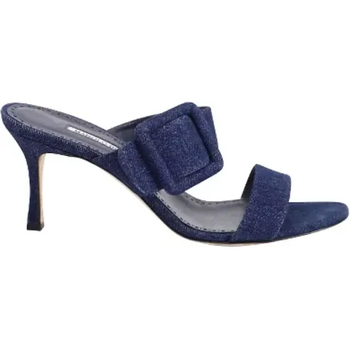 Pre-owned Denim heels , female, Sizes: 8 1/2 UK - Manolo Blahnik Pre-owned - Modalova