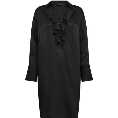 Feminines Schwarzes Kleid mit Rüschen-Details - MOS MOSH - Modalova