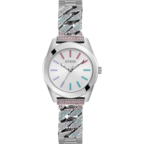 Serena Silver Crystal Watch , female, Sizes: ONE SIZE - Guess - Modalova