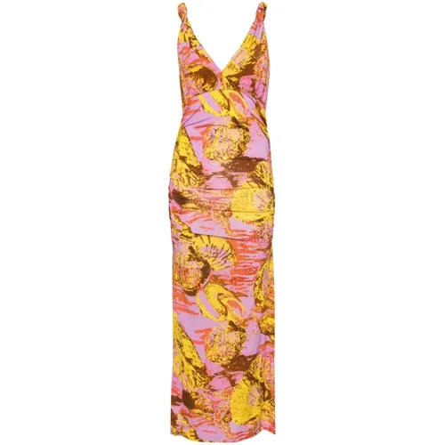 Kleid mit Grafischem Print und V-Ausschnitt , Damen, Größe: S - pinko - Modalova