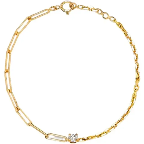 Gm Solitaire bracelet in 9 kt gold and round diamond , female, Sizes: ONE SIZE - Yvonne Leon - Modalova