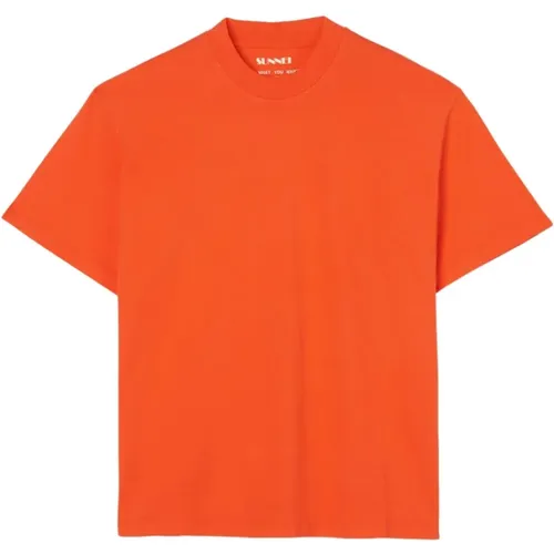 Tangerine Baumwoll T-Shirt mit Bügellogo , Herren, Größe: L - Sunnei - Modalova