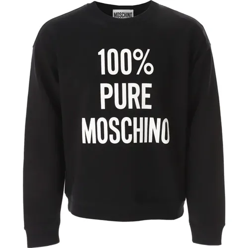 Reines Langarm-Sweatshirt Schwarz , Herren, Größe: 2XL - Moschino - Modalova