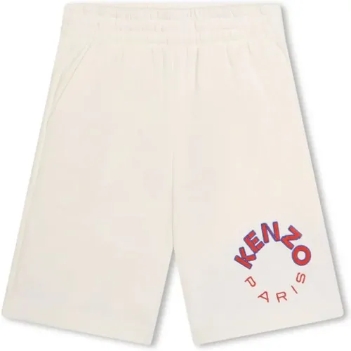 Logo Print Weiße Baumwoll Bermuda Shorts - Kenzo - Modalova