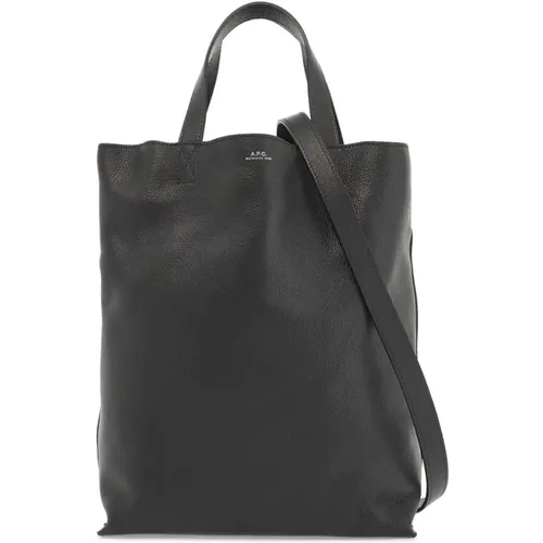 Gehämmerte Leder-Tote-Tasche mit Logo - A.P.C. - Modalova