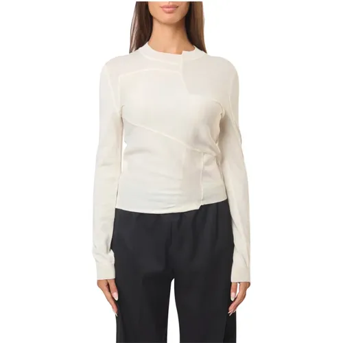 Gemusterter Pullover in Creme , Damen, Größe: M - MM6 Maison Margiela - Modalova