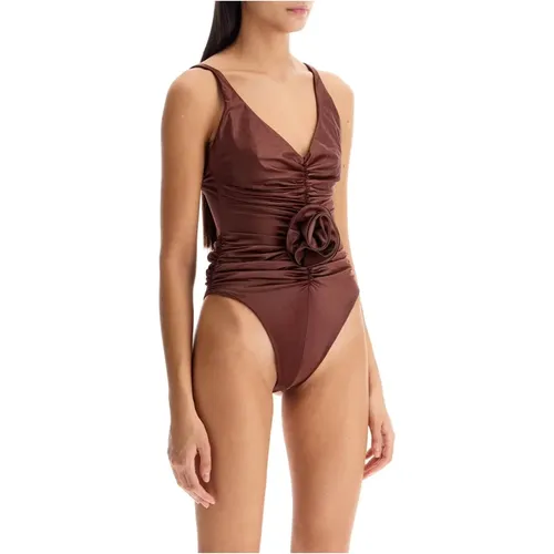 Ruffled Flower Appliqué One-Piece Swimsuit , female, Sizes: XS, S - Magda Butrym - Modalova