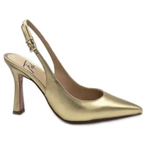 Gold Laminate Slingback Heels , female, Sizes: 5 UK, 3 UK - Roberto Festa - Modalova