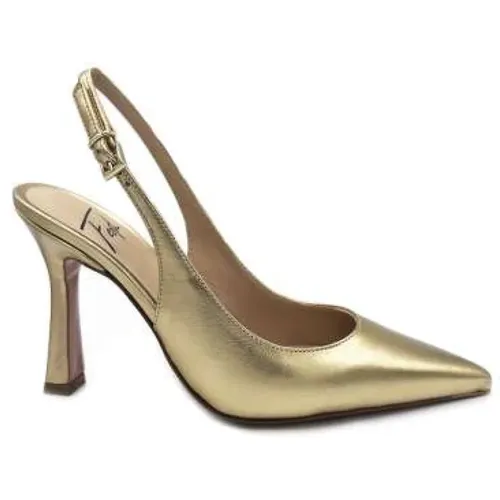 Gold Laminate Slingback Heels , female, Sizes: 5 UK, 4 UK, 3 UK, 6 UK, 7 UK - Roberto Festa - Modalova