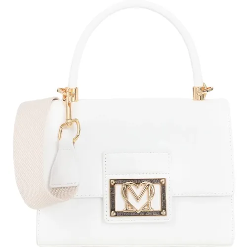 Weiße Tasche mit Fancy Heart Lettering , Damen, Größe: ONE Size - Love Moschino - Modalova