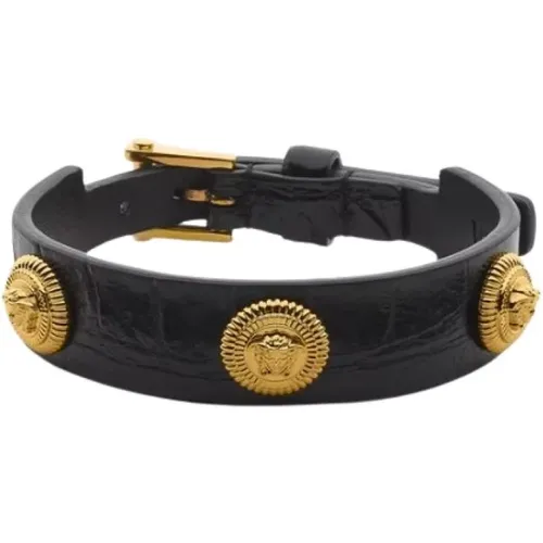 Leather Bracelet , male, Sizes: ONE SIZE - Versace - Modalova