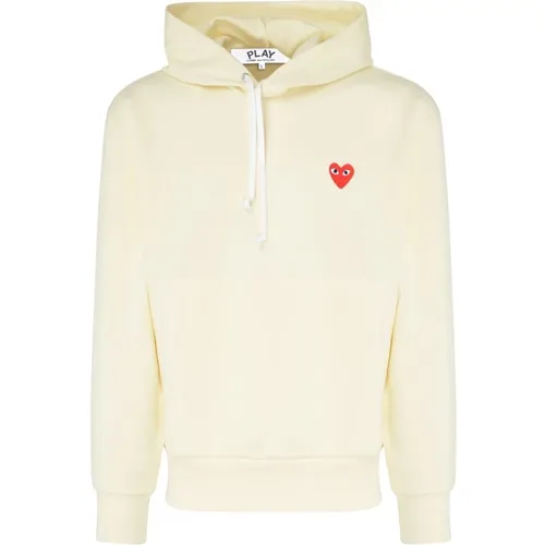 Ivory Hoodie mit rotem Herz , Herren, Größe: M - Comme des Garçons Play - Modalova