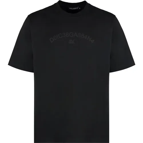 Geripptes Baumwoll-Crew-Neck T-Shirt - Dolce & Gabbana - Modalova