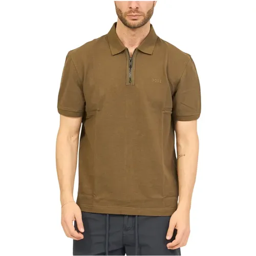 Polo Shirt with Zip Closure , male, Sizes: L, M, 3XL, XL - Hugo Boss - Modalova