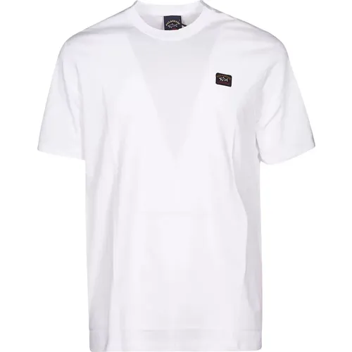 Paulamphark T-Shirts und Polos Weiß,Weißes T-Shirt mit gesticktem Logo - PAUL & SHARK - Modalova