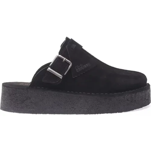 Schwarze Wildleder Keilabsatz Mules , Damen, Größe: 40 EU - Clarks - Modalova