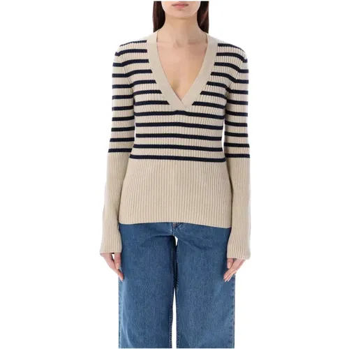 Striped V-Neck Pullover , female, Sizes: M, S - A.p.c. - Modalova