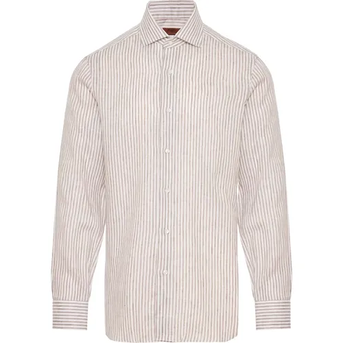 Linen striped shirt , male, Sizes: XL, 5XL, 3XL, 4XL, L - Barba - Modalova